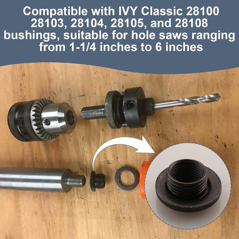 Zivceng 28112 Hole Saw Arbor Adapter for Ivy Classic 28112,Converts 1/2-inch-20 Thread to 5/8-inch-18 Thread Hole Saw Extension - Image 5